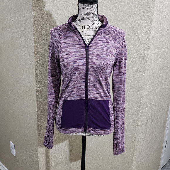 ZELLA purple Variegated pocket active athletic zippered jacket girls size XL - Picture 1 of 7